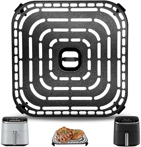 Air Fryer Grill Pan for COSORI Air Fryer TurboBlaze 6 Qt, Non-Stick 8.9’’*8.9’’Square Air Fryer Rack Replacement Parts Accessories Grill Plate Crisper Plate Tray with Rubber Bumpers, Dishwasher Safe