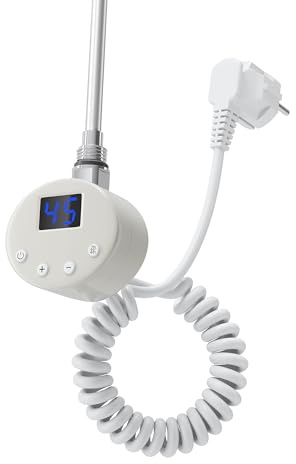 SUNXURY Heizstab mit Thermostat, Heizelement für Badheizkörper mit LCD Bildschirm und Heizrohr aus Edelstahl, 400W Weiß