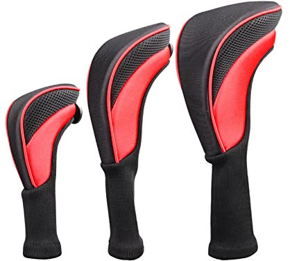 3 x Golfschläger-Abdeckung, Golf-Fan-Produkt, Golfschläger-Abdeckung, Driver für Schutz, langer Hals, Anti-Reibung, Schläger für Kopf, Golfschlägerabdeckungen für Hölzer und Hybriden,