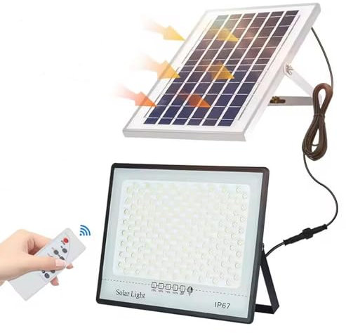 HYZHANHONG Proyector Solar led, proyector de Calle, Exterior IP67 Impermeable, con Control Remoto iluminación de Seguridad, Adecuado para Patios, Jardines, Piscinas, pasadizos, etc. 300W