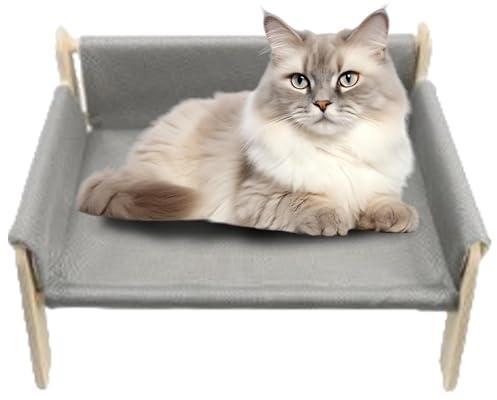 Hundesofa - Holzsofa für Katzen, erhöhtes Hundebett | Hundesofa aus hautfreundlichem Canvas, stabiles Haustiersofa mit abnehmbarem Bezug, bequeme Betten für