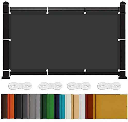 Toldo rectangular de 6 x 6 pies, resistente al polvo y al viento, toldo para jardín, patio, terraza, balcón, revestimiento de poliuretano, color gris oscuro, incluye cuerdas y ojales