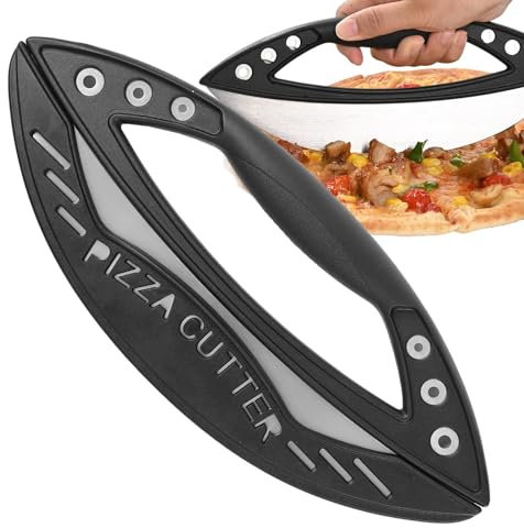 Cortador de pizza grande, cortador de pizza grande, cortador de pizza de anillo semicircular, cubierta ergonómica de acero inoxidable
