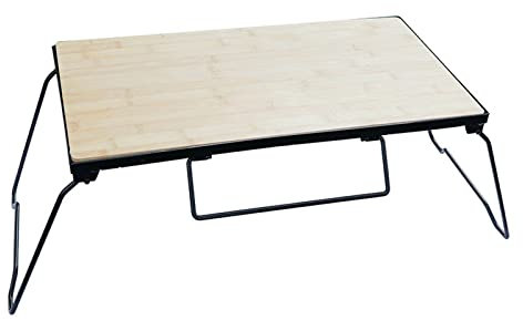 Tavolo da picnic pieghevole con rete in ferro e borsa per il trasporto, ideale per barbecue, campeggio, escursionismo, portatile e facile da usare, piano in legno incluso