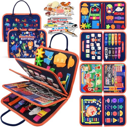 ZOOI Busy Board Montessori Spielzeug ab 1 2 3 Jahr, Busy Book Quiet Book Kinderspielzeug ab 1 2 3 Jahre, Baby Geschenk Spielzeug ab 3 4 Jahre, Kinder Nikolaus Geschenke Kinder