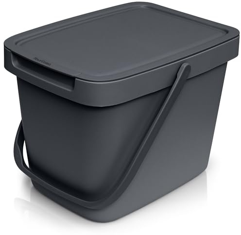 YourCasa Biomülleimer Küche - 6L Komposteimer Küche für alltäglichen Biomüll Behälter - Mit Deckel und Wandaufhängung - Bio Mülleimer klein - Bio Eimer (Anthrazit)