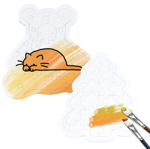 OUDQFCJ 2 Stück Puzzle Selber Gestalten, Puzzle Blanko 15×10 cm Blanko Puzzle Zum Bemalen Puzzle Personalisiert Leeres Puzzle Weiß Für Kinder Zum Malen Von Motiven (25 Teile)