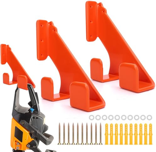 Gugxiom Lot de 2 supports de tronçonneuse 3 en 1 10 - Support de scie à chaîne robuste pour l'organisation du garage, pour accessoires et outils de tronçonneuse