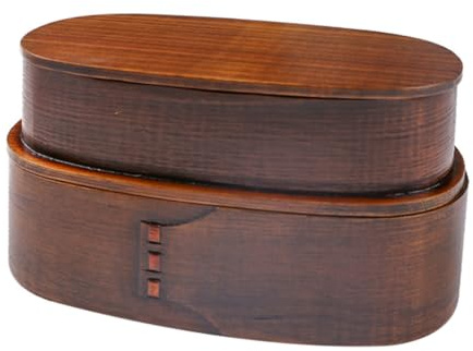 Zerodeko Caja Bento De Madera De Doble Japonés Color Natural Bento De Madera Para Porta Alimentos Fiambrera Portátil Para Almuerzos De Trabajo o Escuela De Doble Para Fiambrera Japonesa