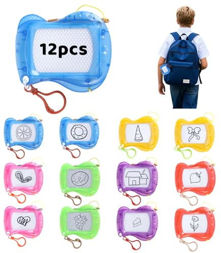 Staranry 12 Pcs mini Ardoise Magique Enfant, Petit Cadeau Anniversaire Enfant Invité Effaçable avec Porte, Tableau Magique pour Garçons et Filles, Goodies Anniversaire Enfants et Pochettes Surprises