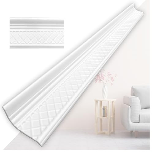 Molduras de estuco de XPS de poliestireno – listones de techo blancos de 1m – molduras para estuco de techo y decoración de pared – ligeras molduras decorativas de poliestireno suave y puro (V02-08) 8