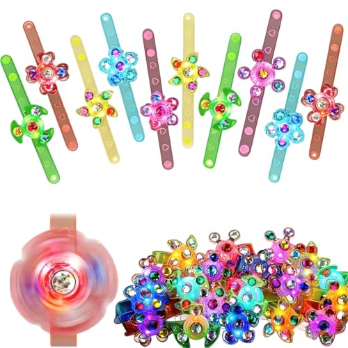 yivom 15 Stück LED Leuchtarmband Kinder Spinner Led Armband Leuchtarmbänder Spinner Led, Leucht Armbänder für Geburtstag, Junge Mädchen Geschenke, Weihnachten