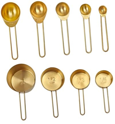 MUELODSIC Profesional de Cucharas y Tazas Medidoras de Acero Inoxidable para Repostería y Cocina con y Colgantes para Fácil Almacenamiento