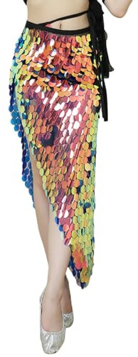 Meerjungfrau Rock Damen Sexy Meerjungfrau Kostüm Glänzend Bauchtanz Kostüm Pailletten Partykleid Karneval Glitzerrock Wickelrock