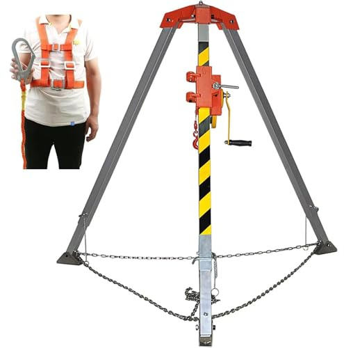 Confined Space Rescue Tripod with Winch - Heavy Duty Tripod for Sewage and Manhole Rescue