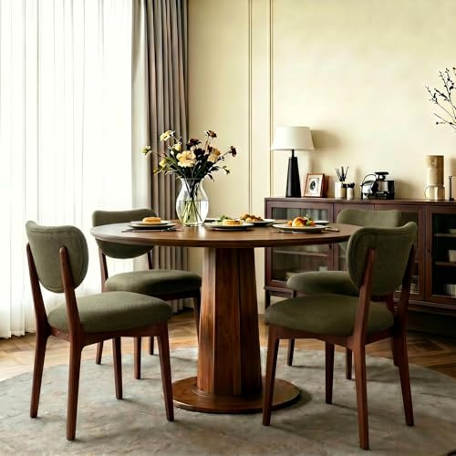 Fiximaster Lot de 4 Chaises Salle à Manger, Chaise de Cuisine Noyer-Vert