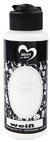 ideen mit herz Peinture Acrylique Multisurface | universelle pour différentes surfaces | couleur à peindre bois, verre, polyester, céramique, porcelaine, polystyrène, plastique, cuir | 120 ml (blanc)