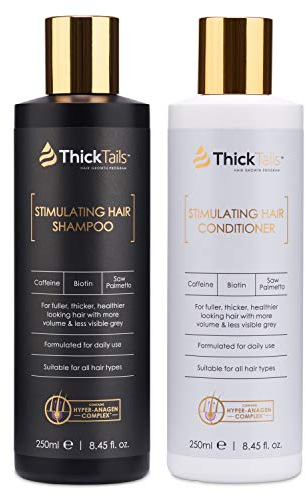 ThickTails Hair Growth Shampoo and Conditioner Set – Biotin, Caffeine, Saw Palmetto & Botanical Extracts – Sulphate-Free Vegan Haircare for Women – Fuller-Looking Hair & Healthy Scalp Support