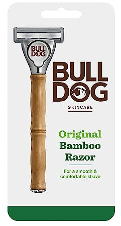 BULLDOG Skincare for Men - Maquinilla de Afeitar Sostenible de Bambú con 2 Recambios de Cuchillas de 4 Hojas con 1 Hoja Extra de Precisión