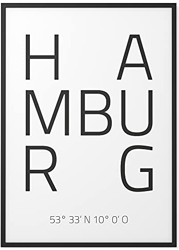 Papierschmiede® Geo Poster Koordinaten Hamburg, 30x40 cm Stadt Poster als Wanddeko für Wohnzimmer Schlafzimmer Küche Esszimmer, Hamburg Perle Hauptstadt des Nordens, Bild ohne Rahmen
