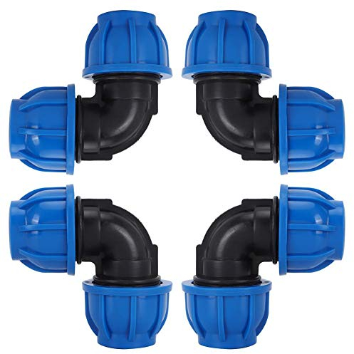 TOPINCN Wasser Rohrbogen Adapter,4 Stücke 32mm bis 32mm Wasser Rohrbogen Adapter Stecker PE Kunststoff Schnellkupplung Montage Zubehör für Trinkwasserfilter