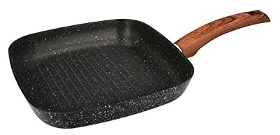 Sarten Aluminium Smidd Non-stick 24x24x4,5 cm. Gummihandtag / 5 lager/Efterbehandling Sten/Alla typer av kök/Grill