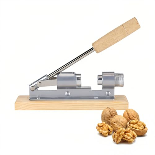 Joyzan Mechanical Nuts Cracker, Heavy Duty Nut Cracker with Wood Base Handle Metal Walnut Cracker Plier Machine Power-Saving Pecan Opener Tool for Open Hazelnuts Almond Chestnuts Shell Home Kitchen