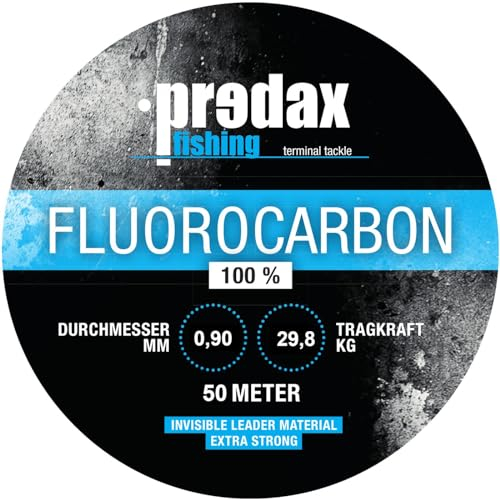 Predax Fluorocarbonschnur 0,90mm 29,8kg - 50m Fluorocarbon Schnur, Angelschnur zum Hechtangeln, Vorfach für Hechte