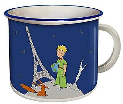 Mug Paris Tour Eiffel - Motif Le Petit Prince avec son renard et serrant symboliquement la planète - matière porcelaine fine - Hauteur contenance 355ML