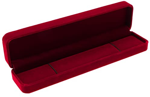EMSea Halskette Display Box Rechteck Samt Halskette Schmuckschatulle Schmuck Organizer Box Dekorative Accessoires für Frauen Dame Mädchen Hochzeit Rot
