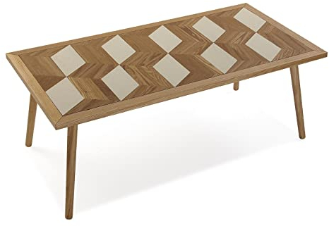 Versa Chess Niedriger Couchtisch, Couchtisch für das Wohnzimmer, Maßnahmen (H x L x B) 46 x 60 x 120 cm, Holz, Farbe: Braun
