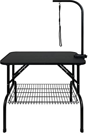 TRMLBE Mesa de peluquería para perros, altura ajustable, incluye correa giratoria 360°, correas y cesta inferior, mesa de aseo plegable, para perros y gatos (tipo S)