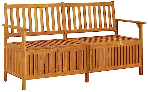 puraday Truhenbank 148 cm Massivholz Akazie Sitztruhe mit Stauraum Outdoor Truhenbank Holz Truhenbank mit Stauraum Gartentruhe Sitzbank Gartenbank Holz Sitzbank Outdoor