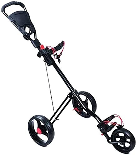 ZAANU Golf-Push-Cart Golf-Trolley Golf-Push-Carts, Faltbarer Golf-Trolley, 3-Rad-Golf-Push-Cart, Golf-Cart, schwenkbar, faltbar, Push-Pull-Wagen, Golf-Trolley, zusammenklappbarer Wagen,
