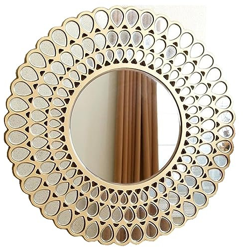 UYSELA Wandspiegel,runde Sonnenblume,dekorativer Spiegel,Wanddekoration für Zuhause,Eingang,TV,Wanddekoration (Größe: 70 cm)