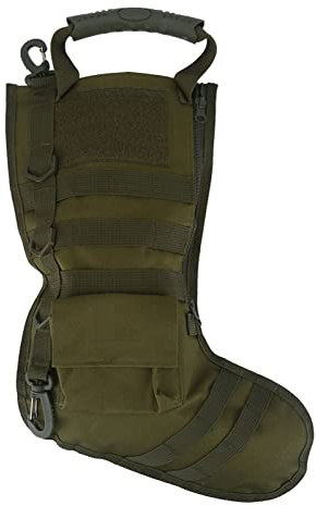 CDQL Taktischer Weihnachtsstrumpf aus Nylon in 3 Farben mit Griff, Outdoor-Militär-Zubehörtasche, Hängende Jagdausrüstungstaschen, Wasserdicht, Weihnachts-Kaminsims-Dekoration für