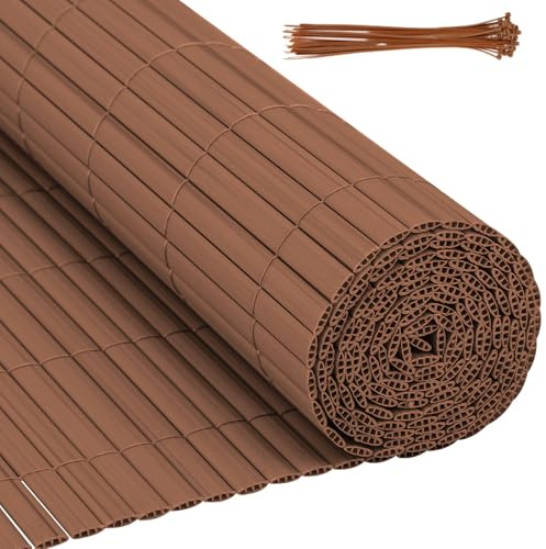 Gimisgu PVC Sichtschutzmatte 160x400cm Sichtschutzzaun Verdreifachen Verstärkung Standard Sichtschutz mit Kabelbindern Balkonsichtschutz Windschutz Wetterfest für Garten Balkon, Braun