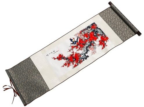 WRITWAA Chinesisches Wandbild Aus Seide Wanddekoration Rustikale Rollmalerei Für Wohnzimmer Büro Und Esszimmer Elegante Asiatische Kunst
