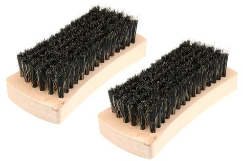 COLLBATH 2pcs Bristle Shoes Cleaning Brush Ergonomic Design for Clothes Shoe Cleaning Natural Handle Hanging for Easy Storage