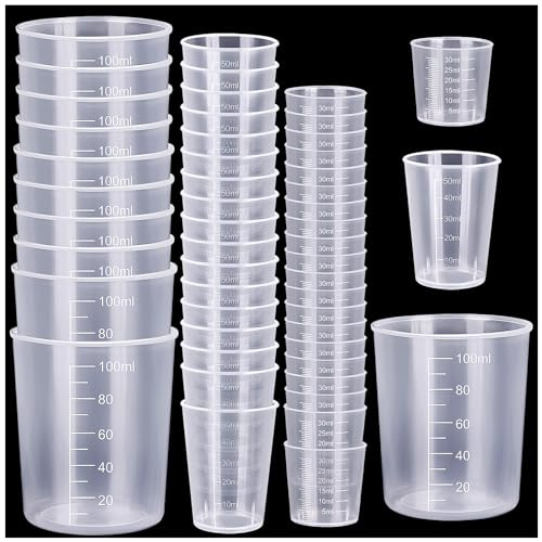 50 Pcs Plastic Measuring Cups, Resin Mixing Cups | Epoxy Mixing Cup, Paint Measuring Cup for Resin, Plastic Beakers 30ml 50ml 100ml