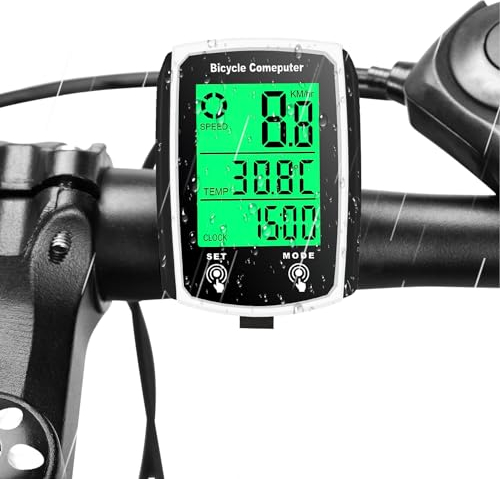 Bike Computer Universal 19 Functions IP54 Waterproof Bicycle Speedometer Odometer Wired Cycling Computer Touch Screen with LCD Backlight Display, Auto Start/Stop for MTB Road Cycling Accessories