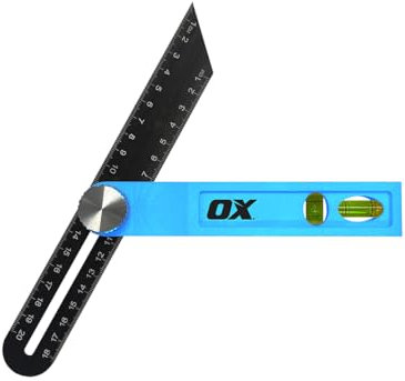 OX Tools Trade 200mm Sliding Bevel with Dual Axis Vials, Stainless Steel Blade, T Bevel Gauge Angle Finder for Carpentry
