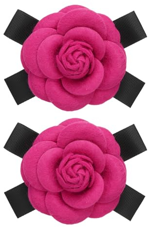 PATIKIL Kamelie Blume Brosche 2Stk Blume Broschen für Frauen Vintage Schleife Anstecknadel Stoff Rose Brosche Umgekehrt Schal Schnalle Anstecknadel Geschenke für Pullover Braut Kleid Rot