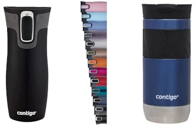 Contigo West Loop Autoseal Travel Mug, Stainless Steel Thermal Vacuum Flask, Leakproof Tumbler & Byron 2.0 Thermal Mug, Stainless Steel Insulated Mug with Snapseal Lock, Coffee Mug to go