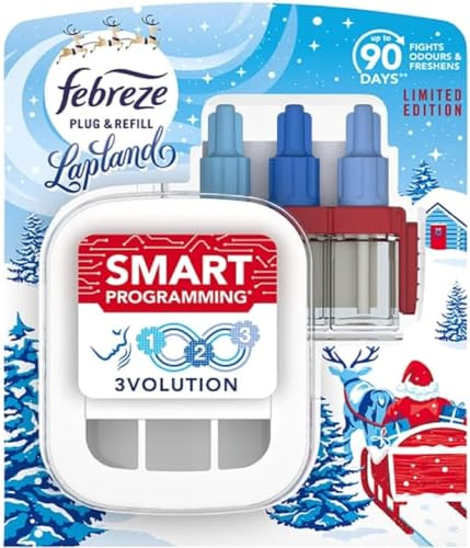 Febreze 3Volution Lapland Air Freshener - Christmas Air Diffuser Freshener Spray Plug In with 3 Scents Room Fresheners for Home Plug Refills 20ml