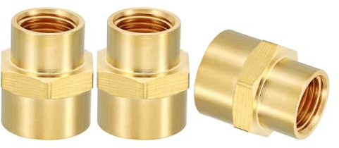 PATIKIL Brass Pipe Fittings Coupler, 3Pcs 1/4 x 3/8 NPT Female Thread Brass Hex Nipple Coupling Reducer Adapter Tubing Connector Adaptor for Water, Air, Oil, Gas Line System