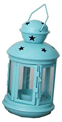 Alipis Kerzenhalter Aus Metall Hängende Windlampe Kerzenständer Im Europäischen Stil Vintage-Design Blau Winddicht Exquisit Verarbeitet