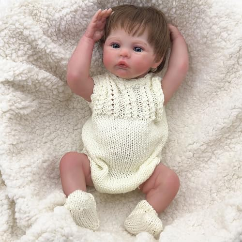 YIHANGG 45cm Realistisch Neugeborene Baby Puppe Mädchen Reborn Puppe Weicher Kuscheliger Körper Lebensecht 3D-Haut mit Sichtbaren Adern Kunstpuppe Geburtstag Weihnachten Geschenk