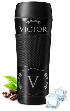 Maverton Travel Mug Isotherme personnalisé 450ml, Tasse Thermos Café | en acier inoxydable avec gravure jeune homme, Bouteille Isotherme pour papa, pour anniversaire prénom et initiale