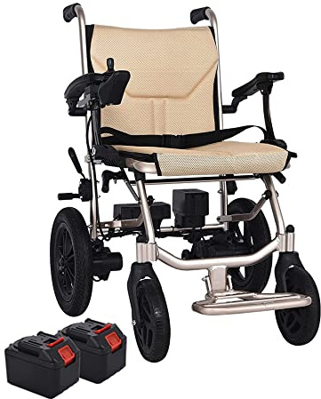 Silla de ruedas eléctrica plegable ligera con motores potentes, silla de ruedas eléctrica inteligente para adultos con 2 baterías de litio móviles, solo 14 kg